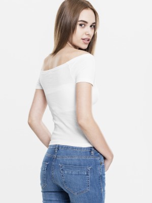 Дамски къс топ с голи рамена в бяло Urban Classics