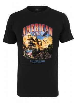 Мъжка тениска в черен цвят Mister Tee American Life Mount Roushmore 