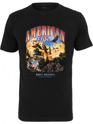 Мъжка тениска в черен цвят Mister Tee American Life Mount Roushmore 