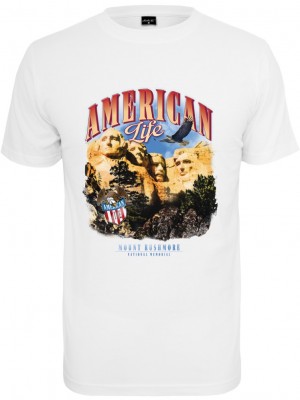 Мъжка тениска в бял цвят Mister Tee American Life Mount Roushmore