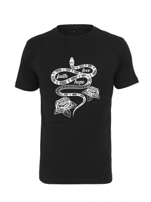 Мъжка тениска в черен цвят Mister Tee Snake Love Faith Hope 