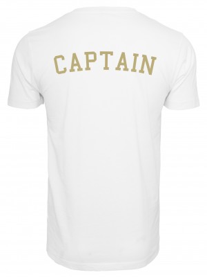 Мъжка тениска в бял цвят Mister Tee Captain 