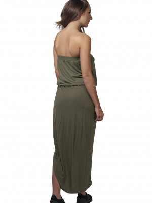 Дамска свободна рокля в тъмнозелен цвят Urban Classics Bandeau
