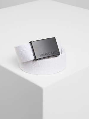 Колан в бял цвят Urban Classics Canvas wh/bl