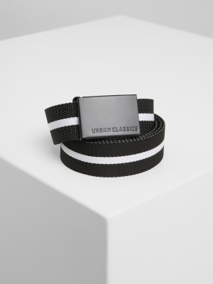 Колан в черно и бяло Urban Classics Canvas blwht stripe