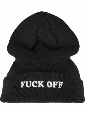 Бийни шапка в черен цвят Mister Tee Fuck Off 