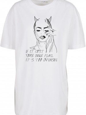 Дамска тениска в бял цвят Mister Tee Inner Peace Sign 