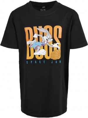 Детска тениска в черен цвят Mister Tee Space Jam Balling Bugs