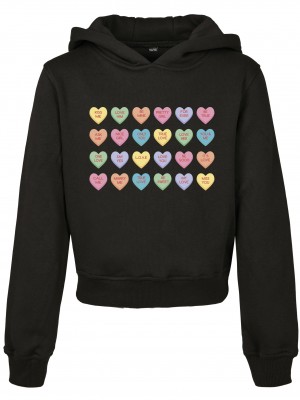 Детски суичър в черен цвят Mister Tee Sweet Heart Candy Cropped 