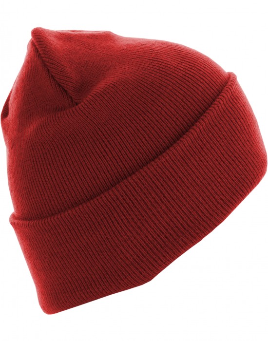 Бийни шапка в червен цвят MSTRDS Beanie Basic Flap Long Version, Masterdis, Шапки бийнита - Complex.bg