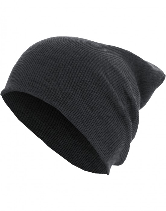 Бийни шапка в цвят графит Beanie Basic Flap Long Version h.char, Masterdis, Шапки бийнита - Complex.bg