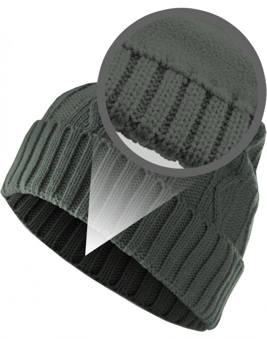 Бийни шапка в тъмносив цвят MSTRDS Beanie Cable Flap, Masterdis, Шапки бийнита - Complex.bg
