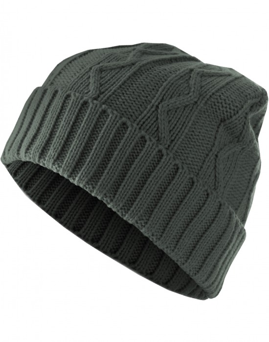 Бийни шапка в тъмносив цвят MSTRDS Beanie Cable Flap, Masterdis, Шапки бийнита - Complex.bg