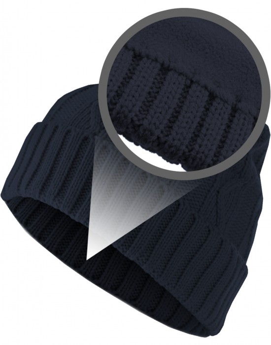 Бийни шапка в тъмносин цвят MSTRDS Beanie Cable Flap, Masterdis, Шапки бийнита - Complex.bg