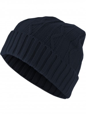 Бийни шапка в тъмносин цвят MSTRDS Beanie Cable Flap 