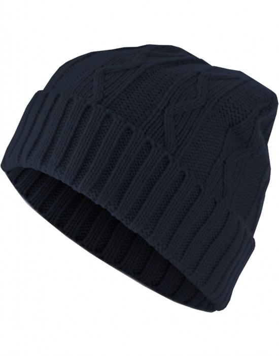 Бийни шапка в тъмносин цвят MSTRDS Beanie Cable Flap, Masterdis, Шапки бийнита - Complex.bg