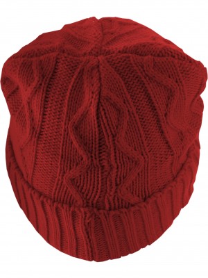 Бийни шапка в червен цвят MSTRDS Beanie Cable Flap 