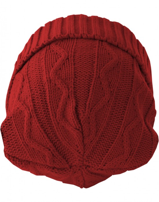 Бийни шапка в червен цвят MSTRDS Beanie Cable Flap, Masterdis, Шапки бийнита - Complex.bg