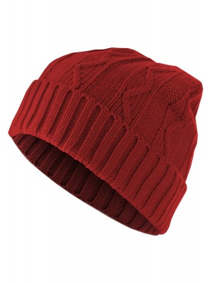 Бийни шапка в червен цвят MSTRDS Beanie Cable Flap 