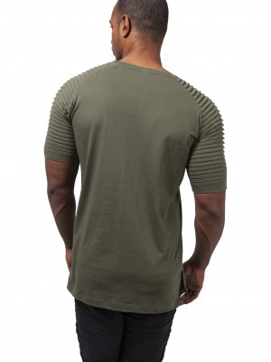 Мъжка тениска с ръкави реглан в тъмнозелен цвят Urban Classics