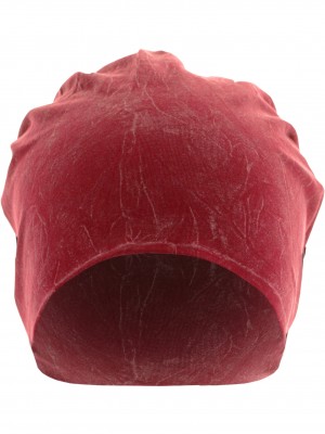Бийни шапка в червен цвят MSTRDS Stonewashed Jersey Beanie 