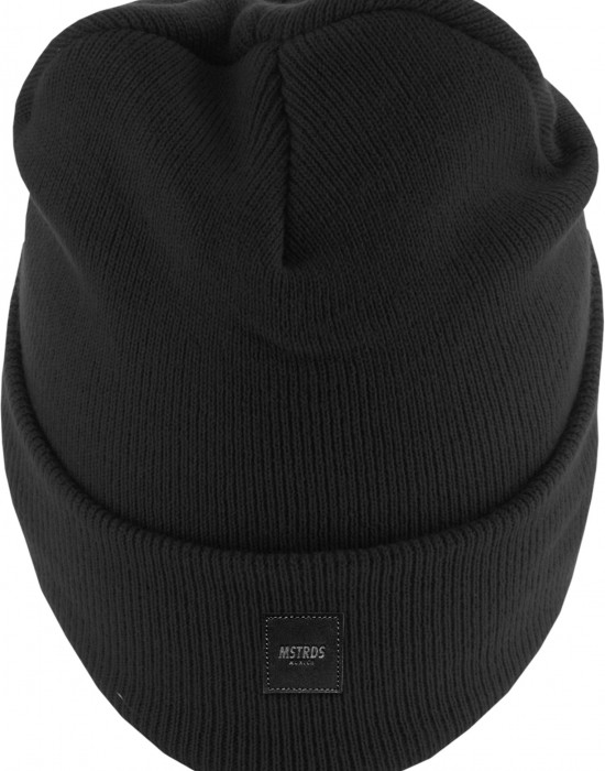 Бийни шапка в черен цвят MSTRDS Letter Cuff Knit Beanie J, Masterdis, Шапки бийнита - Complex.bg