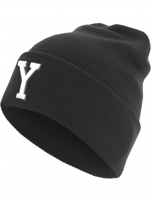 Бийни шапка в черен цвят MSTRDS Letter Cuff Knit Beanie Y