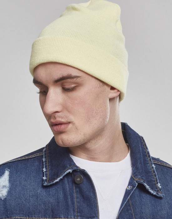 Шапка бийни в пясъчен цвят Heavyweight Long Beanie powderyellow, Urban Classics, Шапки бийнита - Complex.bg