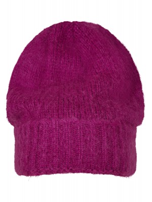Шапка бийни в тъмно розов цвят Acrylic Angora Beanie 