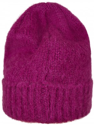 Шапка бийни в тъмно розов цвят Acrylic Angora Beanie 