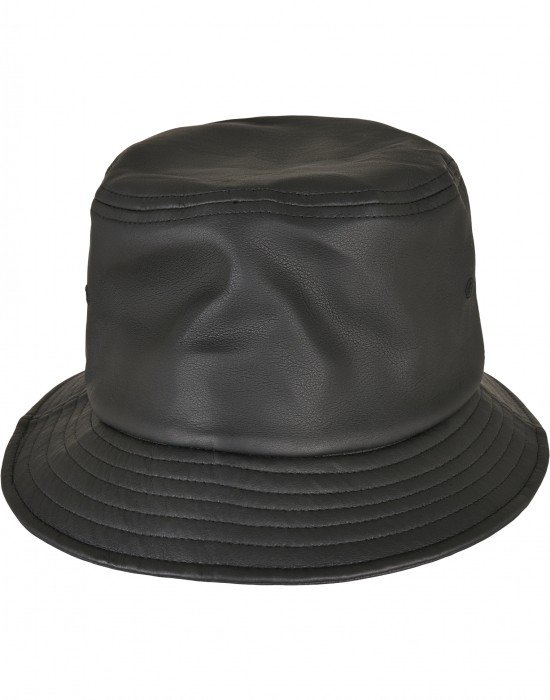 Шапка идиотка имитираща кожа в черен цвят Imitation Leather Bucket Hat, Urban Classics, Идиотки - Complex.bg