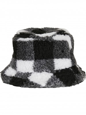 Зимна шапка идиотка в бяло и черно Sherpa Check Bucket Hat 