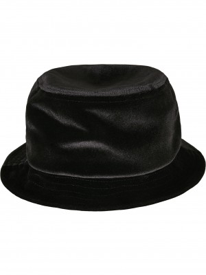 Кадифена шапка идиотка в черен цвят Velvet Bucket Hat 