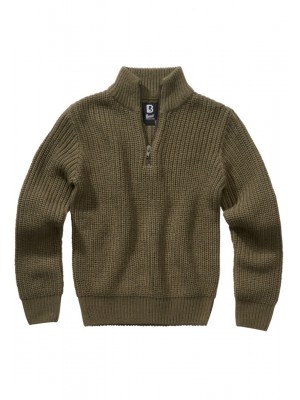 Детски пуловер в масленозелен цвят Brandit Marine Troyer