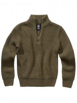 Детски пуловер в масленозелен цвят Brandit Marine Troyer