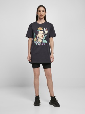 Дамска тениска в тъмносин цвят Merchcode Frida Kahlo Flower