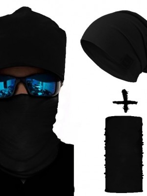 Комплект бийни шапка и бандана шал BLACK