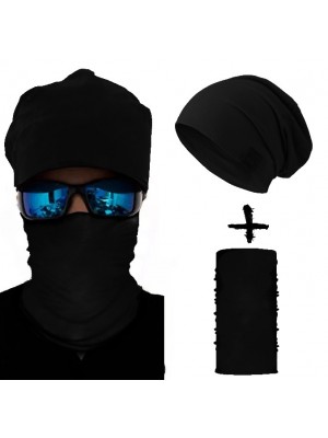 Комплект бийни шапка и бандана шал BLACK