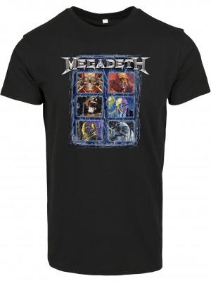 Мъжка тениска в черен цвят Merchcode Megadeth Heads Grid 