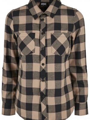 Дамска карирана риза в бежов цвят Urban Classics 