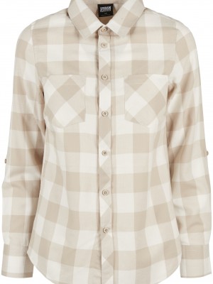 Дамска карирана риза в пясъчен цвят Urban Classics