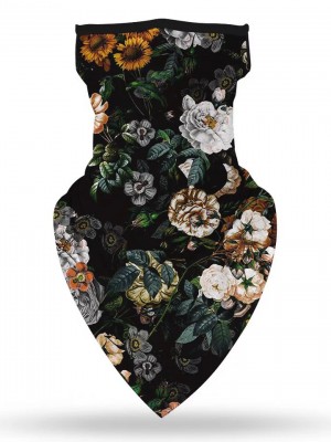 Бандана маска с уши на зелени цветя HoodStyle Bandana Flowers