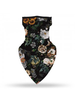 Бандана маска с уши на зелени цветя HoodStyle Bandana Flowers