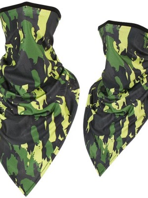 Бандана маска с уши в зелен камуфлаж HoodStyle Bandana