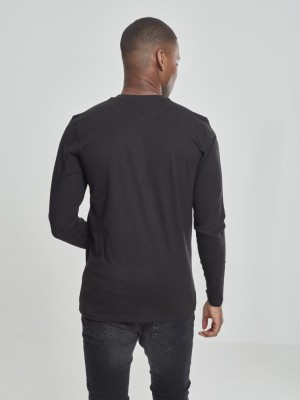 Мъжка памучна блуза с копчета Urban Classics Basic Henley в черно