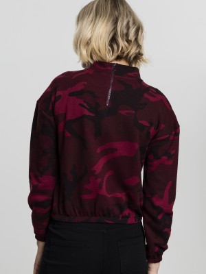 Дамско камуфлажно поло Urban Classics burgundy camo