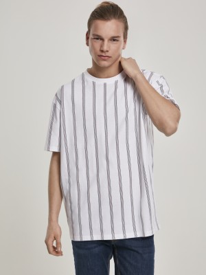 Мъжка тениска в бяло Urban Classics Heavy Oversized AOP Stripe 