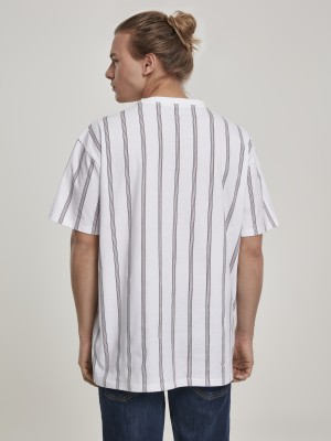 Мъжка тениска в бяло Urban Classics Heavy Oversized AOP Stripe 