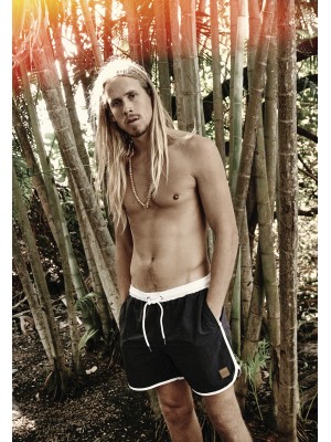 Мъжки бански в черно и бяло Urban Classics Retro