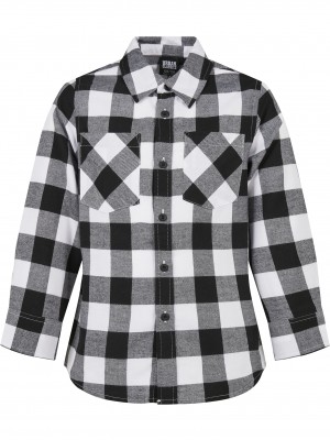 Детска карирана риза в бяло и черно Urban Classics